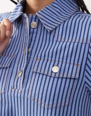 Reclaimed Vintage Pinstripe Denim Shift Dress