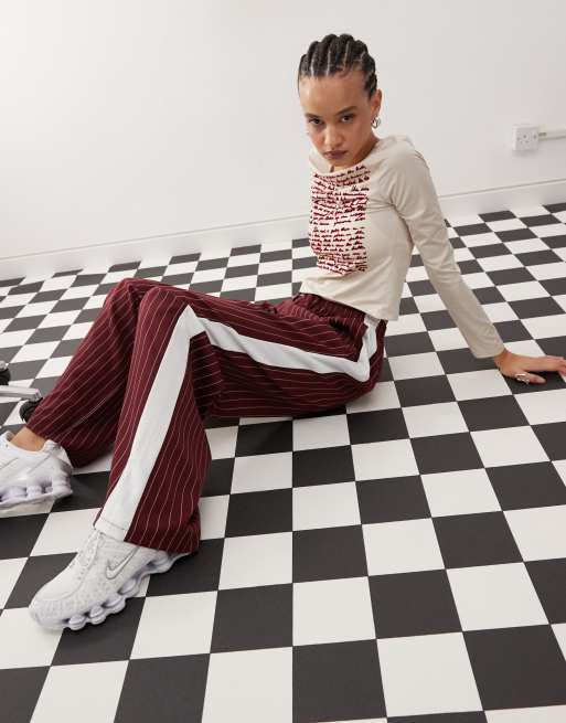 Reclaimed Vintage pinstripe pants with side panel in