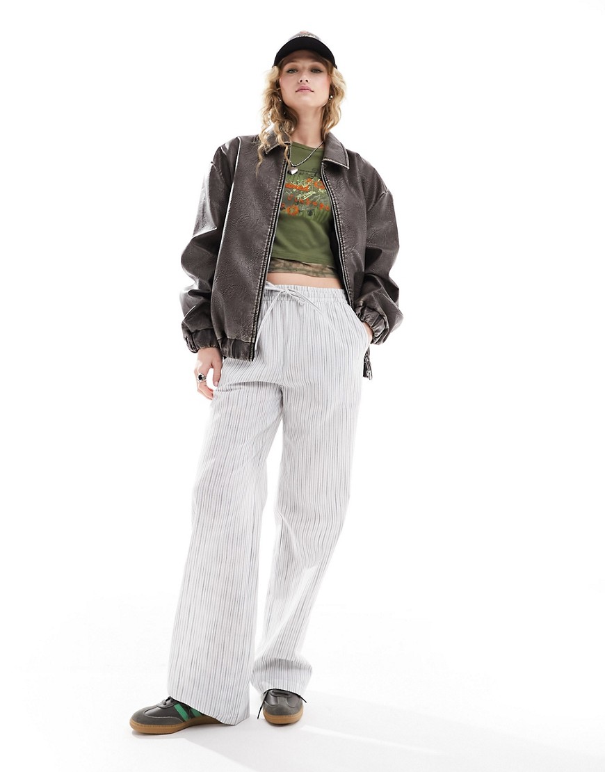 Reclaimed Vintage Pinstripe Pull On Pants In White