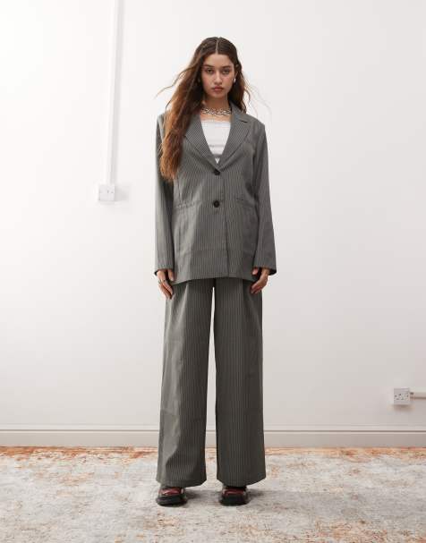 Reclaimed Vintage pinstripe suit in grey - view 1