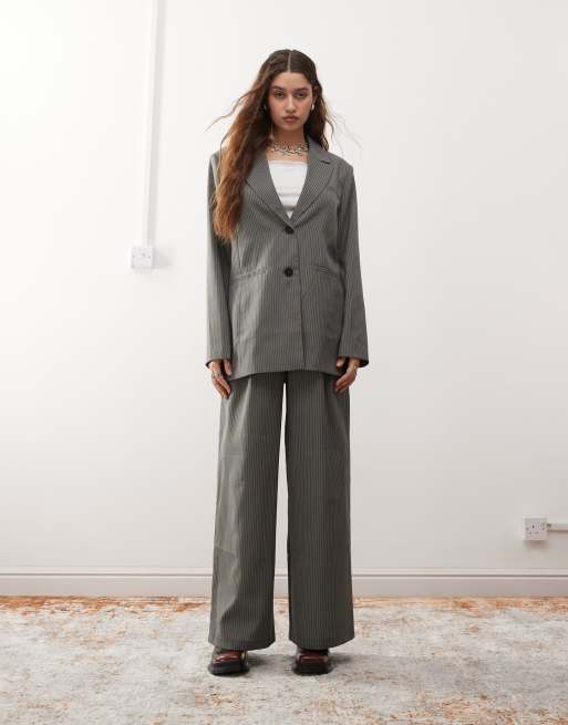 Reclaimed Vintage pinstripe suit in grey