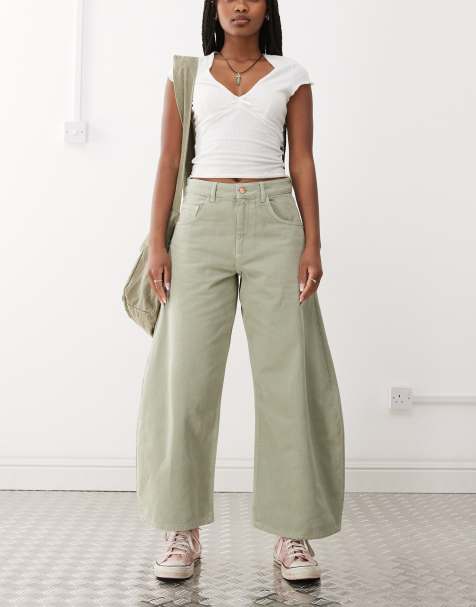 Reclaimed Vintage denim barrel jean in pistachio green