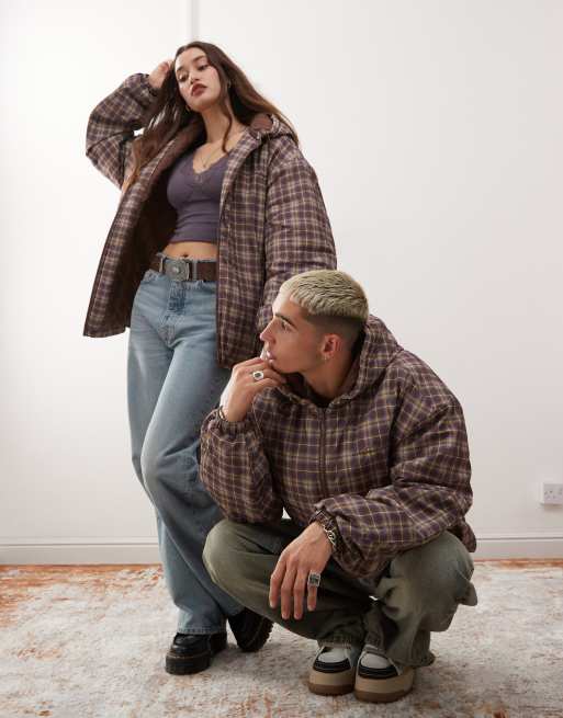 Reclaimed Vintage - Piumino unisex a quadri con coulisse, 3 di 4