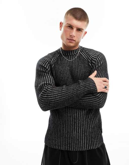 Reclaimed Vintage plated knitted sweater in gray