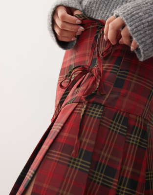 Reclaimed Vintage Pleated Midi Kilt In Multi
