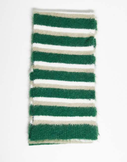 Reclaimed Vintage - Pluizige gestreepte uniseks sjaal in groen