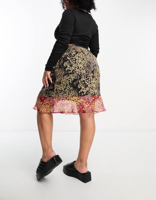 Leopard pencil cheap skirt plus size