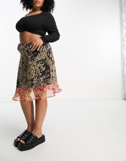 Plus size asymmetric deals contrast hooded skirted coat