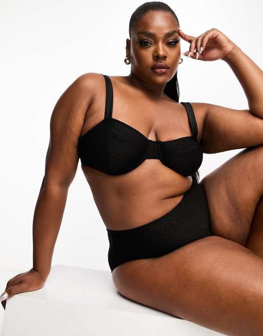 Reclaimed Vintage Plus bikini top in black eyelet ASOS