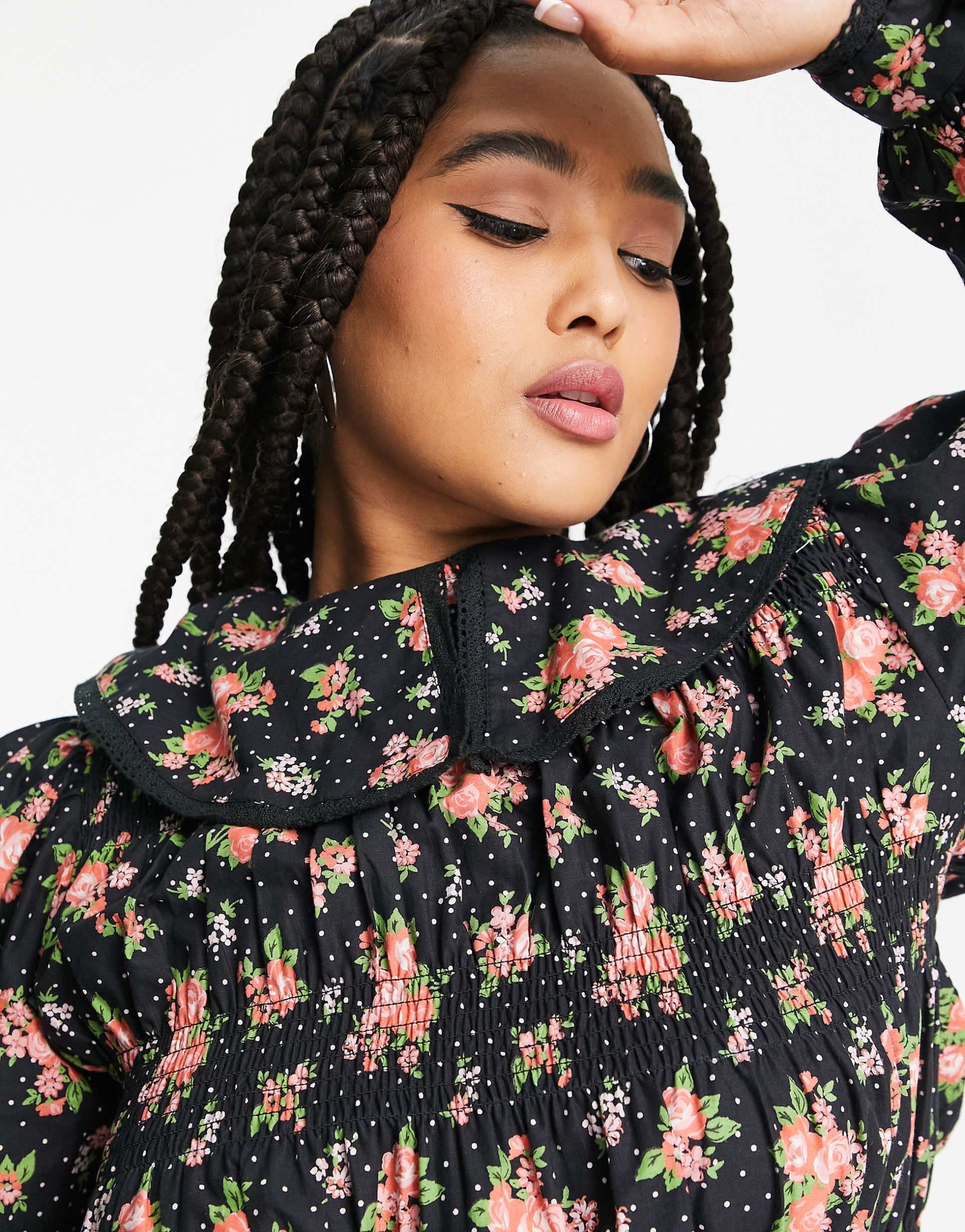 Reclaimed Vintage plus collar smock maxi in floral print view 4