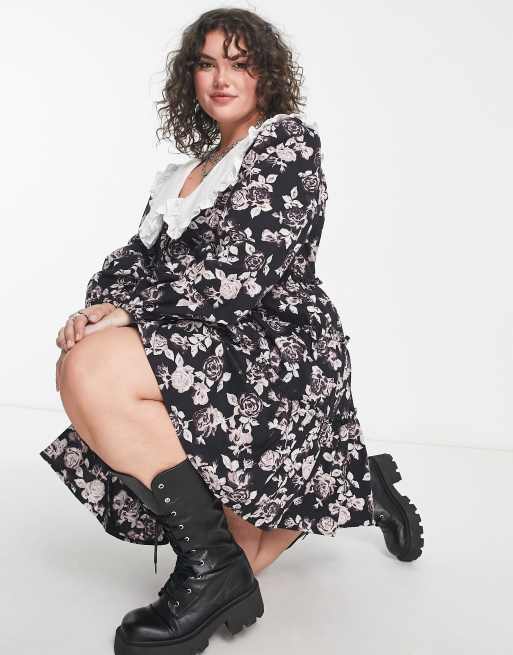 rosewe black dresses Women's Plus Size Solid Fit and Flare Dress – White Mark
