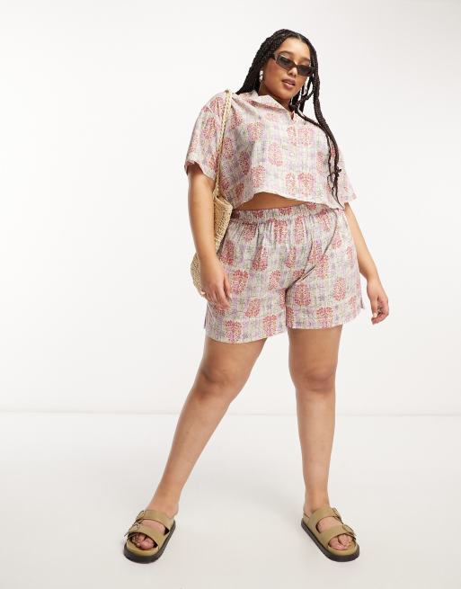 Reclaimed Vintage plus shorts in check floral print co ord ASOS