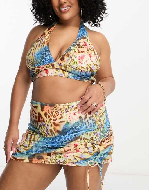 Leopard print swim skirt top