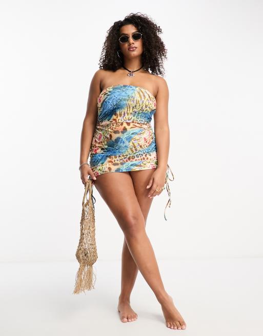 Reclaimed Vintage PLUS swimsuit dress in animal ASOS
