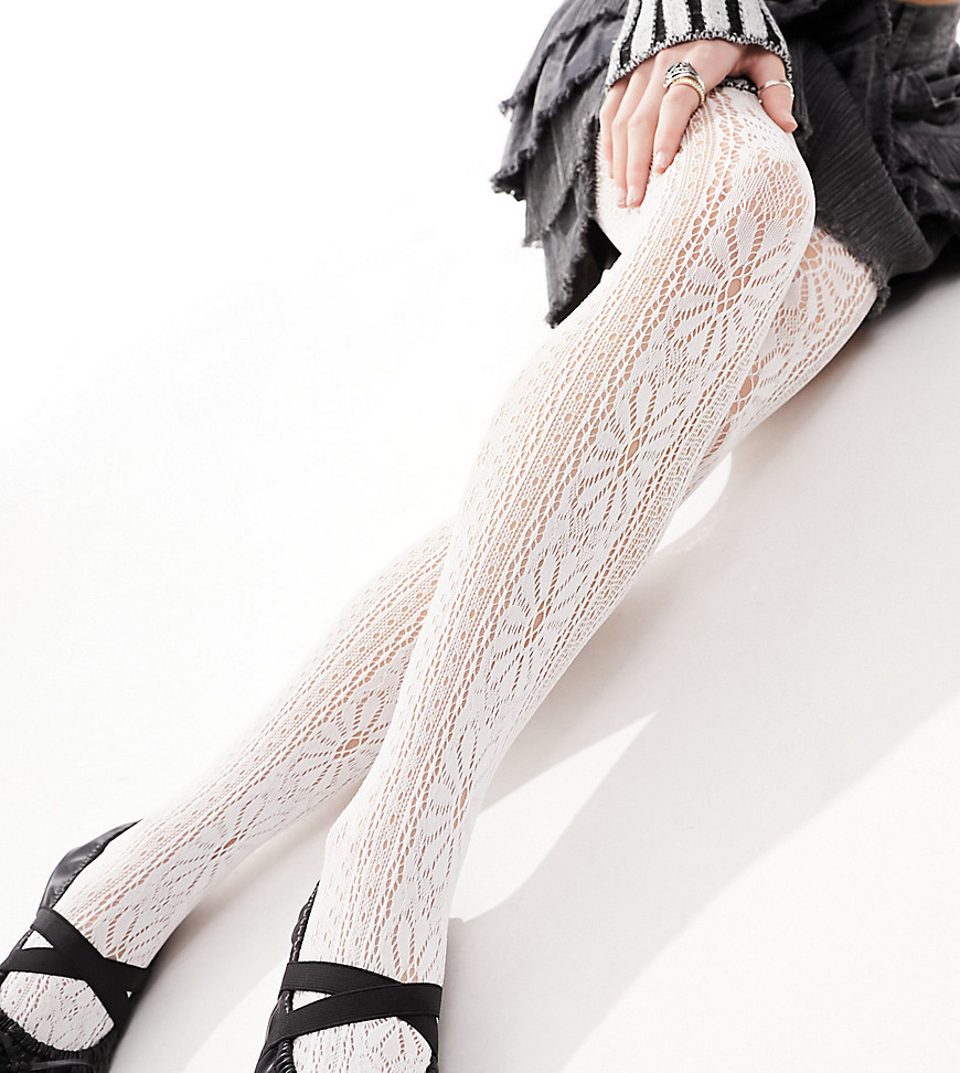 Reclaimed Vintage Pointelle Flower Tights In White