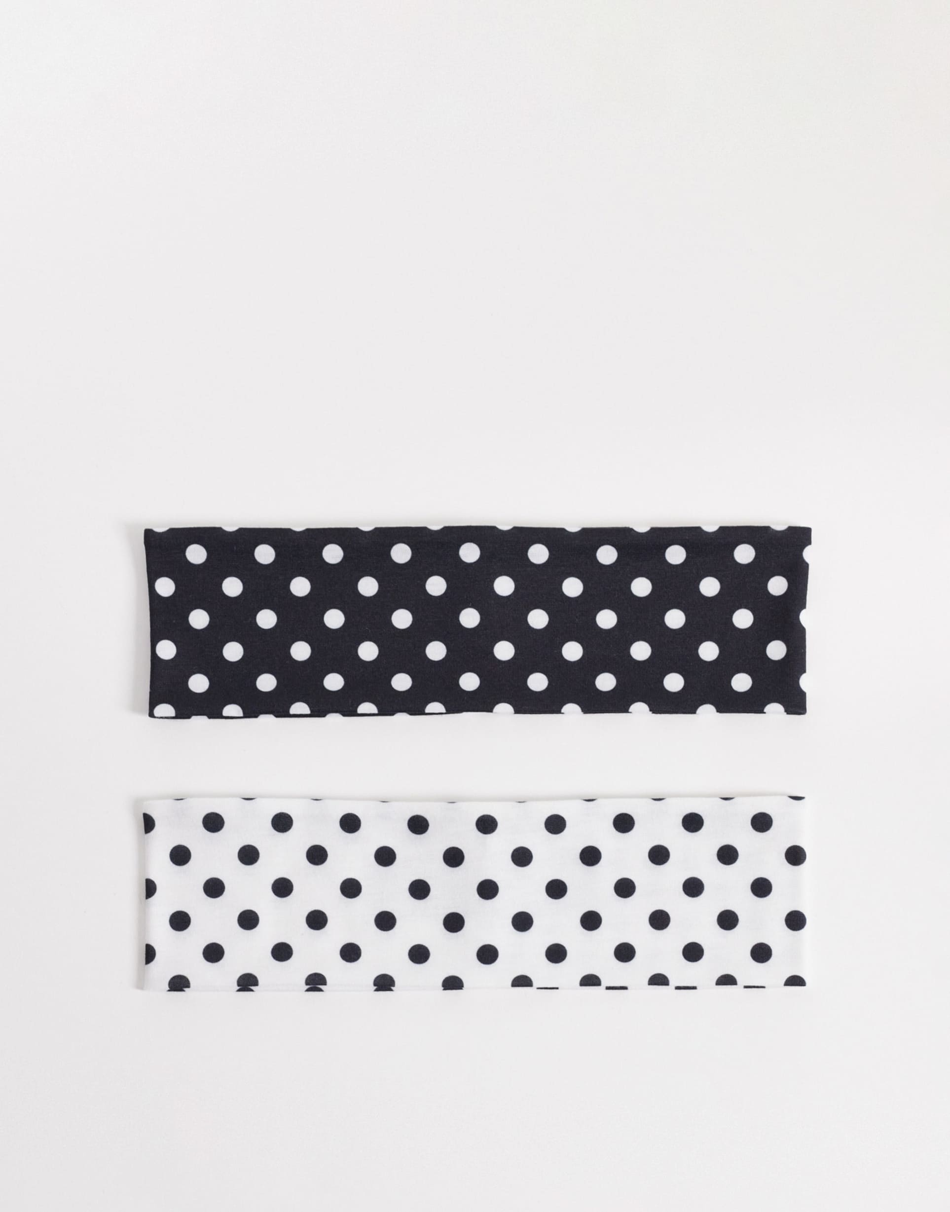 reclaimed vintage polka dot 2 pack headband in black and white