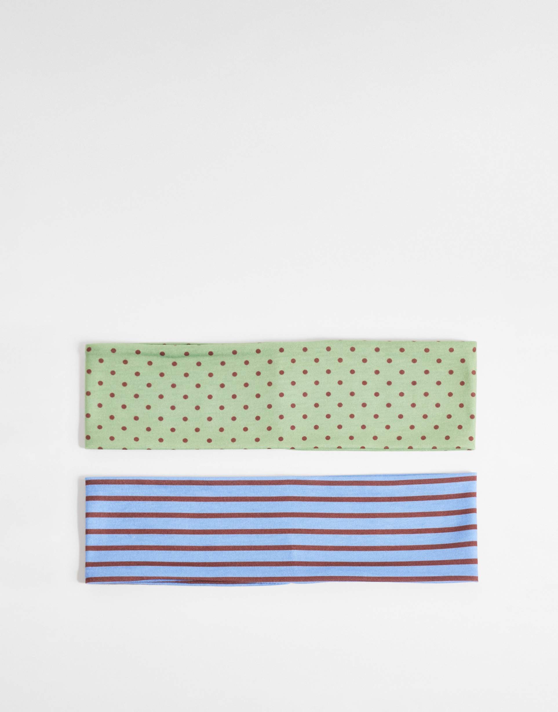 reclaimed vintage polka dot 2 pack headband in green and brown