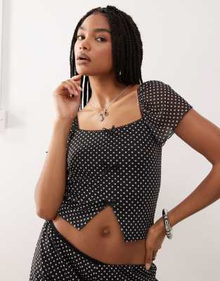 reclaimed vintage polka dot mesh micro bloomer shorts - part of a set