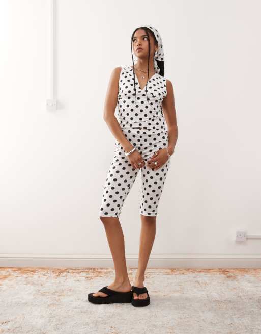 Reclaimed Vintage polka dot print co-ord in white