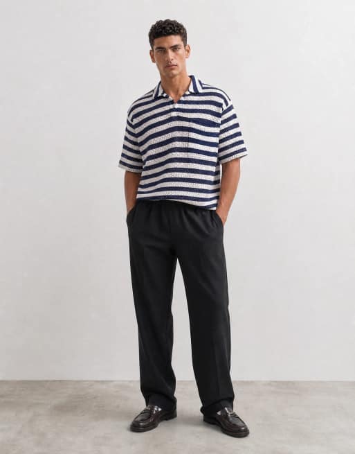 Reclaimed Vintage - polo a rayas azul marino y crudo, 10 de 10