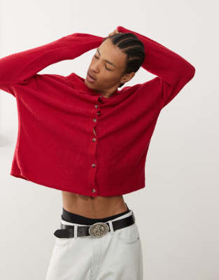 polo cardigan in red