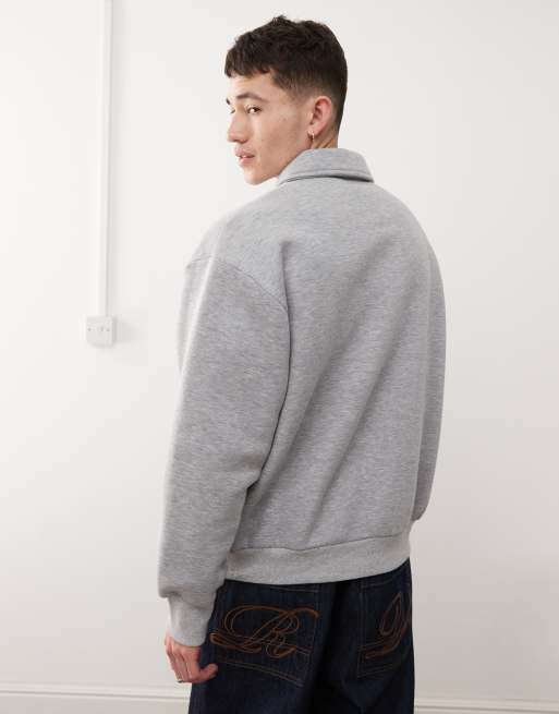 Reclaimed Vintage polo collar rugby sweatshirt in gray heather ASOS