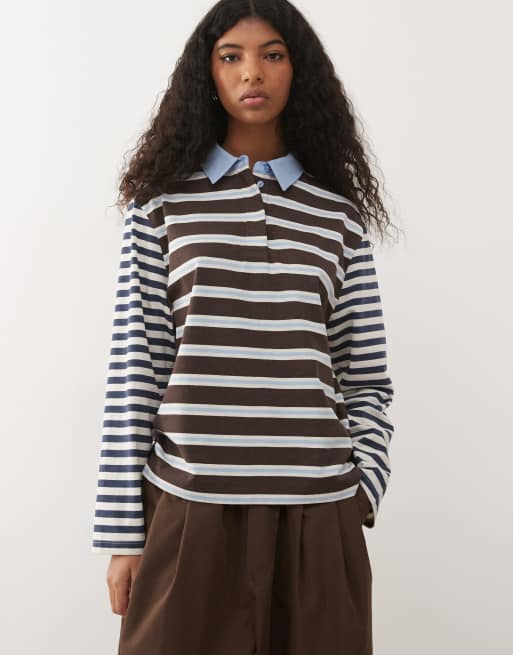 Reclaimed Vintage – Polo-Oberteil mit mehrfarbigem Streifenmuster