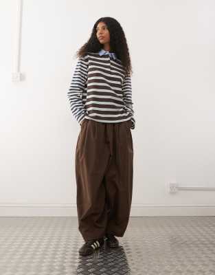 Reclaimed Vintage Polo Top In Burgundy