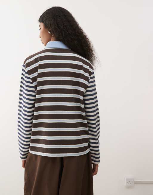 Reclaimed Vintage - Polotop med multifarvede splejsede striber, 4 af 4
