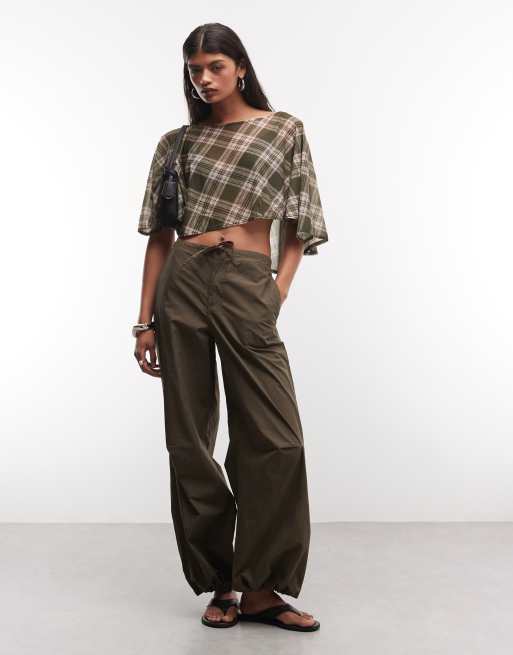 Reclaimed Vintage poncho top in green check, 2 of 4