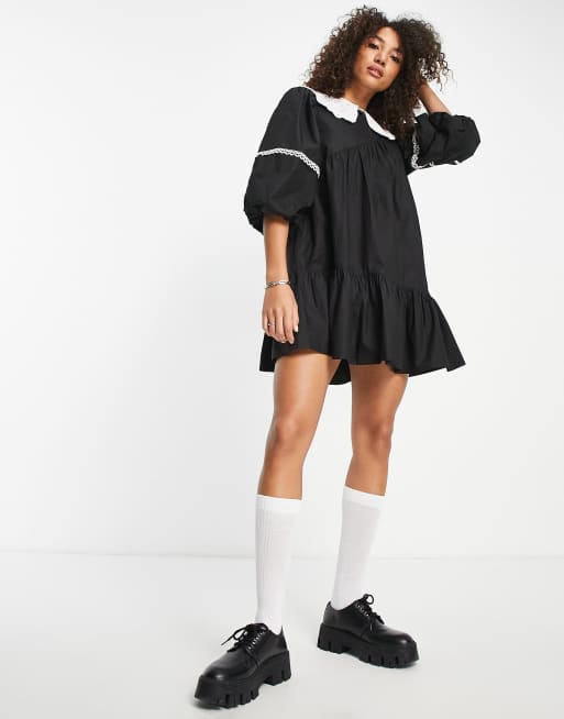 Black dress contrast collar clearance
