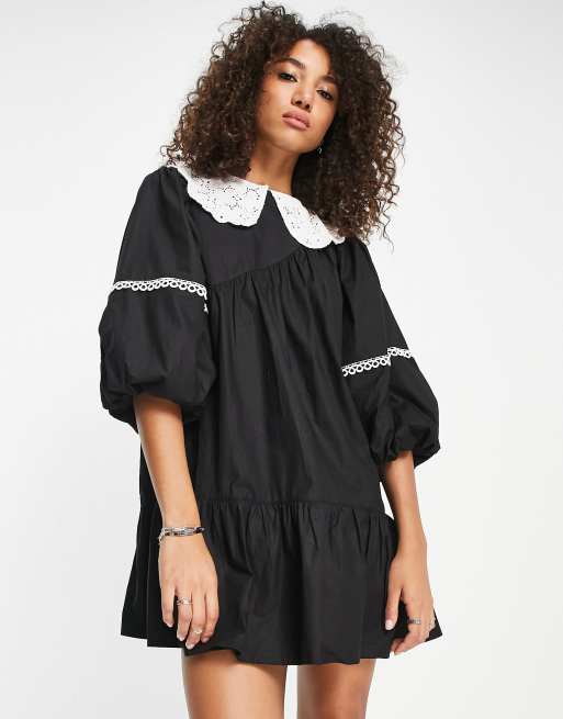 Black dress contrast collar top