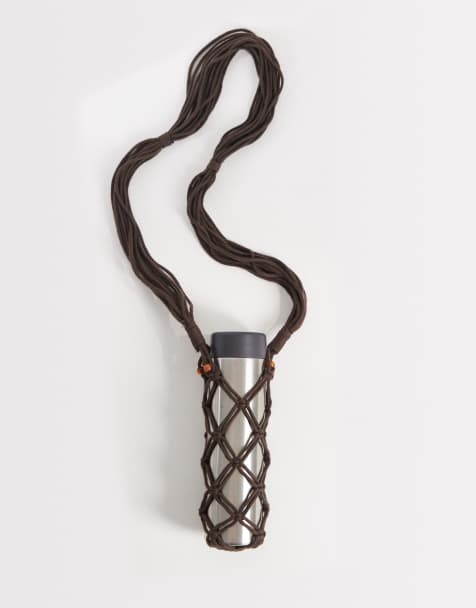 Reclaimed Vintage - Portaborraccia unisex all'uncinetto marrone con perline - view 1