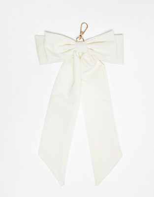 Reclaimed Vintage - Porte-clés pour sac avec grand naud - Crème-Blanc