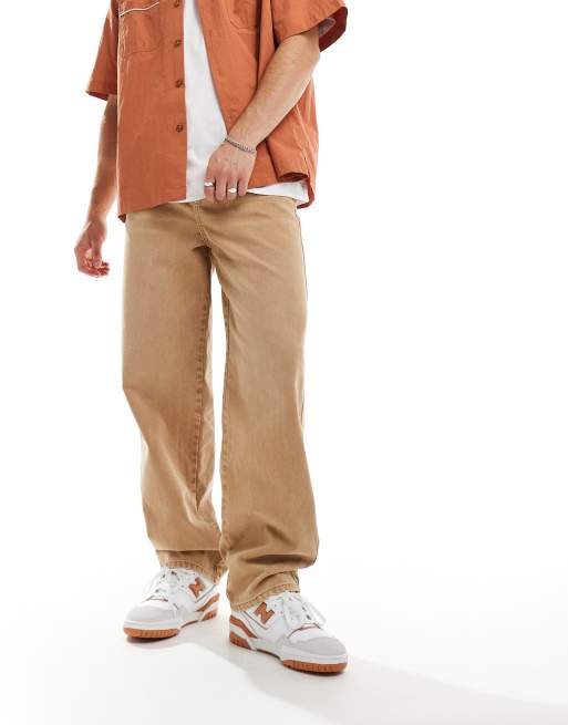 Reclaimed Vintage - Posede og sandfarvede dad-jeans