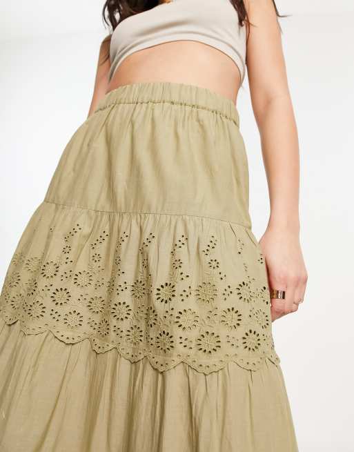 Khaki eyelet skirt discount