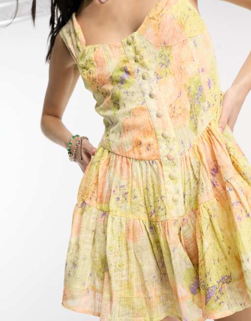 Dance on the blacktop yellow floral print mini sales dress