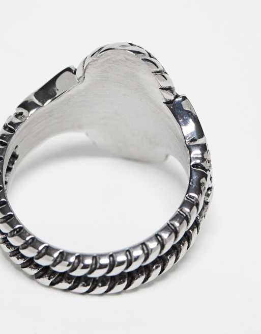 Reclaimed Vintage pretty grunge stone ring in stainless steel, 2 of 4