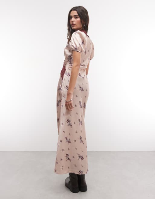 Reclaimed vintage printed satin tea dress, 2 of 4