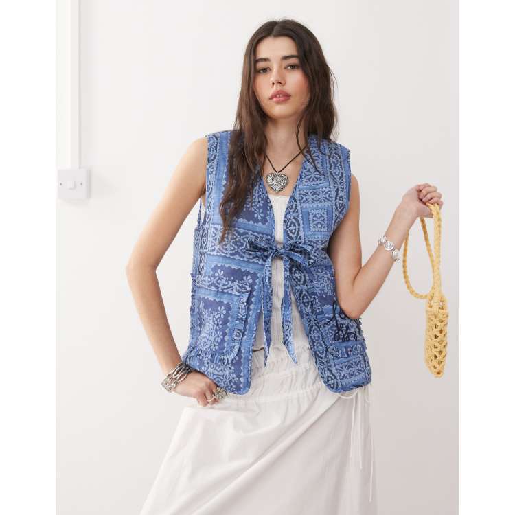 絶対的な信頼 Reclaimed Vintage ASOS | vest quilted front tie printed トップス