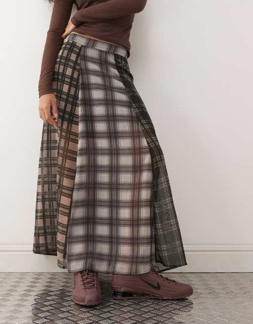 Reclaimed Vintage – Prześwitująca spódnica midi w mieszaną kratę, 2 z 5