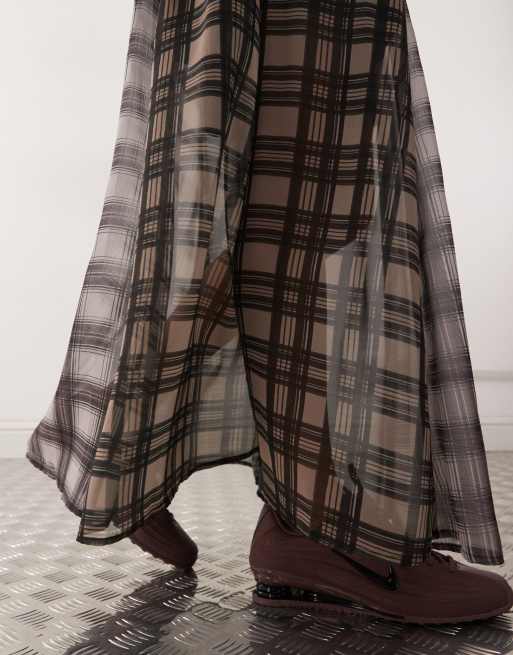 Reclaimed Vintage – Prześwitująca spódnica midi w mieszaną kratę, 3 z 5