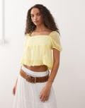 [Reclaimed Vintage] Reclaimed Vintage puff ball top in butter yellow S yellow