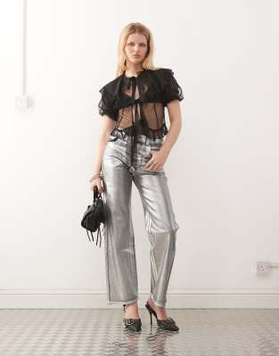 Reclaimed Vintage Puff Sleeve Blouse With Collar In Black