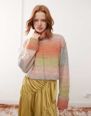 Reclaimed Vintage - Pull col roulé teint par sections à coutures contrastantes-Multicolore