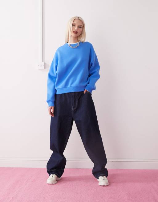 Reclaimed Vintage - Pull coupe carrée - Bleu de cobalt, 4 de 4