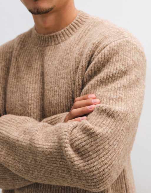 Reclaimed Vintage pull en maille avec laine couleur pierre, 3 de 5