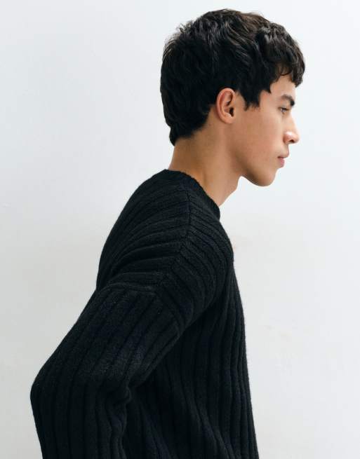 Reclaimed Vintage pull en maille chunky avec laine noir, 5 de 5