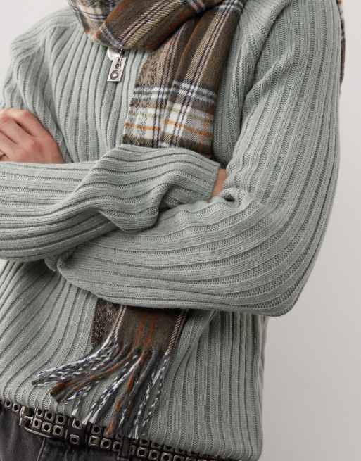 Reclaimed Vintage - Pull en maille côtelée style pêcheur - Gris