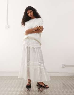 Reclaimed Vintage Pull On Midi Skirt In White